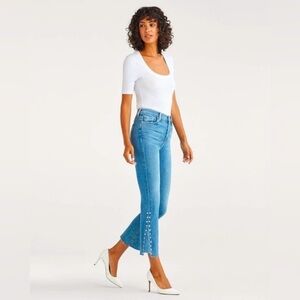 7 FOR ALL MANKIND LUXE VINTAGE High Waist Slim Kick With Studs Beau Blue 26
